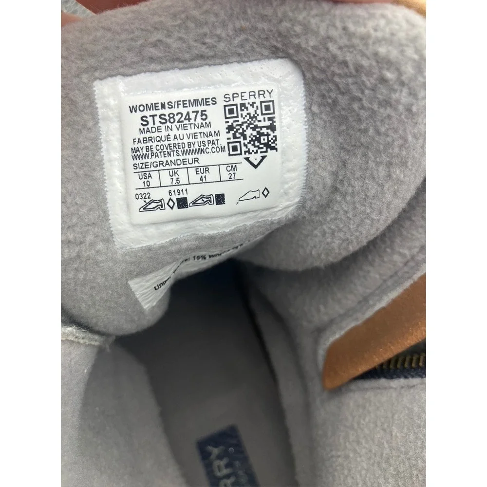 Sperry Saltwater Duck Boots Womens 10 Grey Wool Blend STS82475